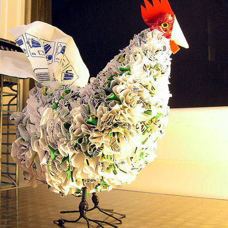 plastic bag chicken Arte e Objetos feita com Material Reciclado