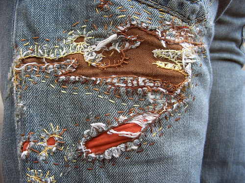 mended jeans