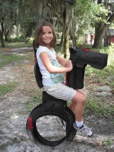 Recycled tyre pony swing