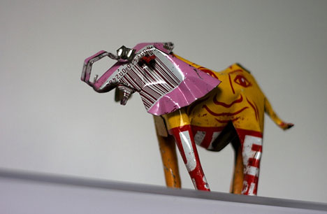 recycled scrap metal elephant