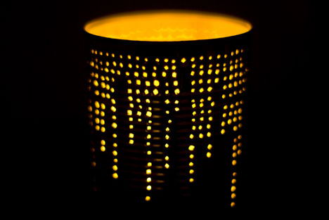 Punched tin can light